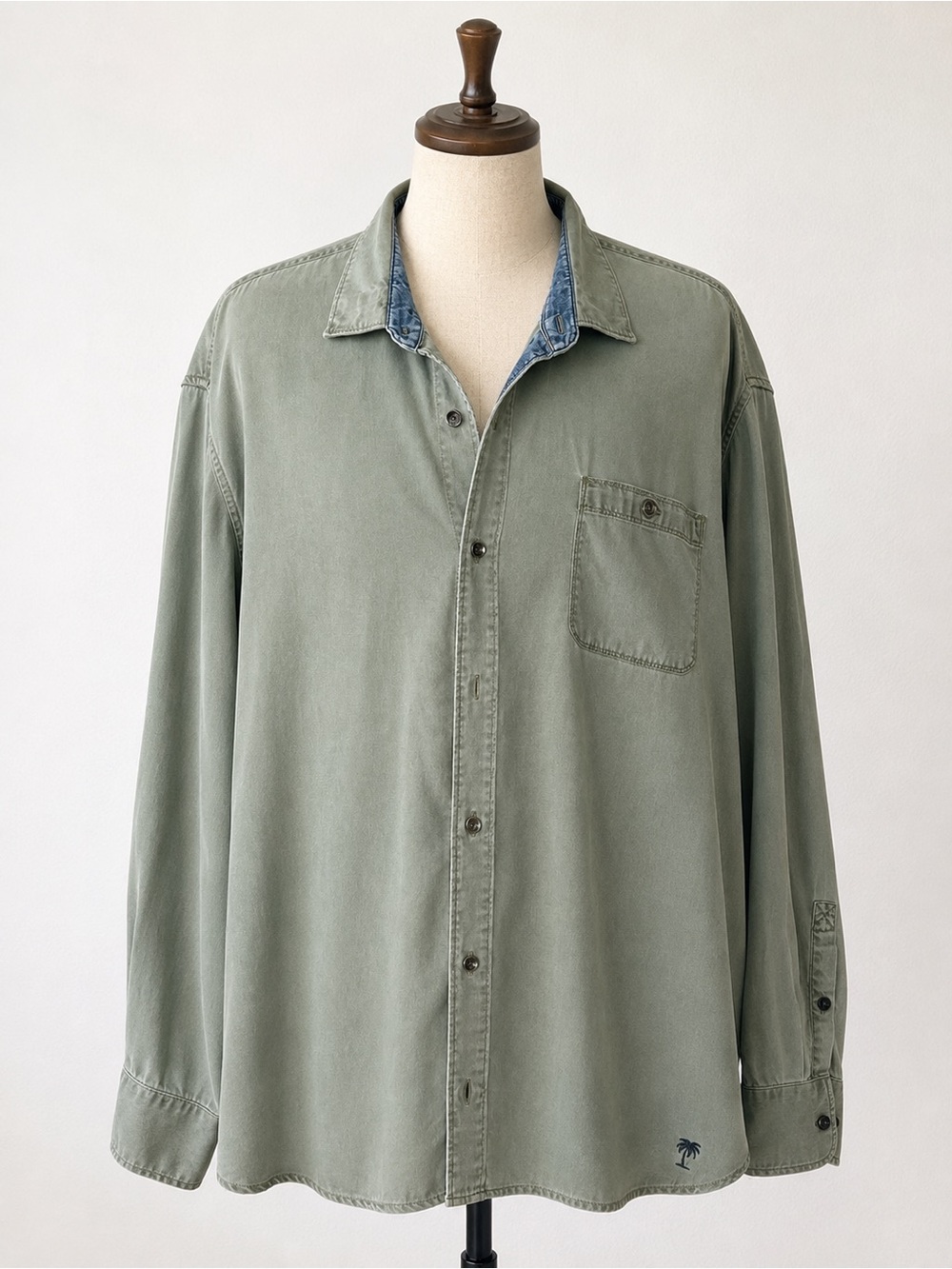 Tommy Bahama Ocean Wash Twill Shirt 3XL Big Tall 100% TENCEL Lyocell Green
